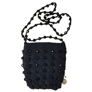 Gun-Marie Nilsson, New York City Black Crocheted Mini Bag w/ Black Bead Accents